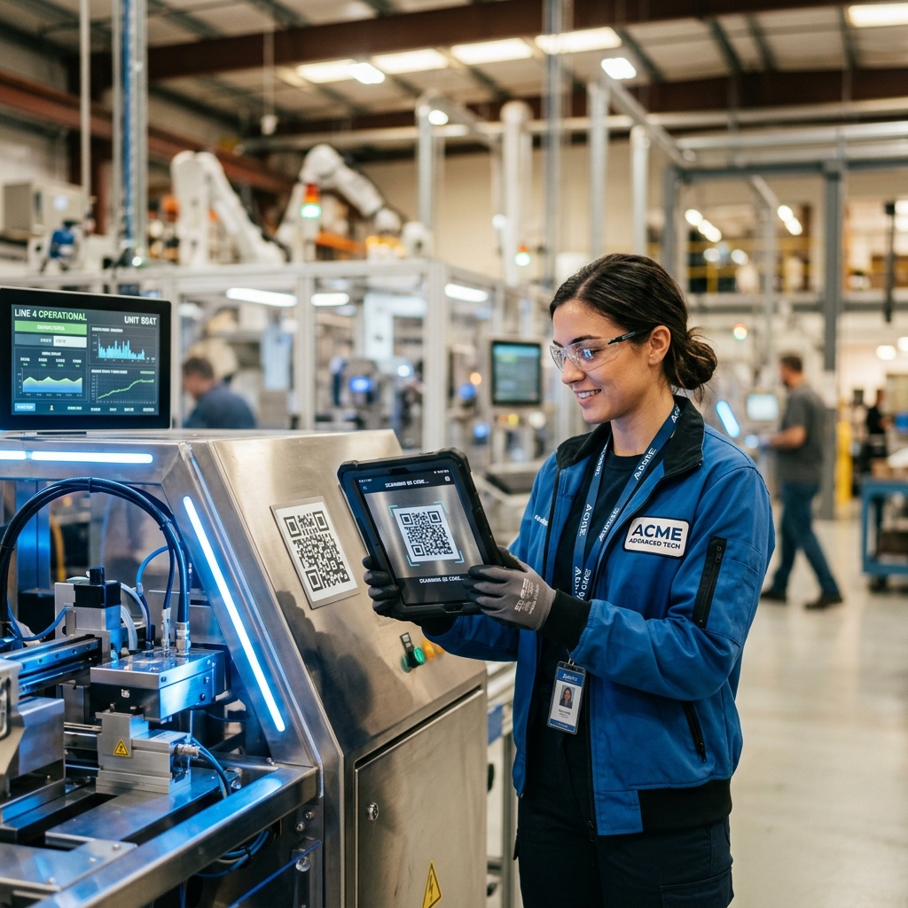 Operator scanning QR code